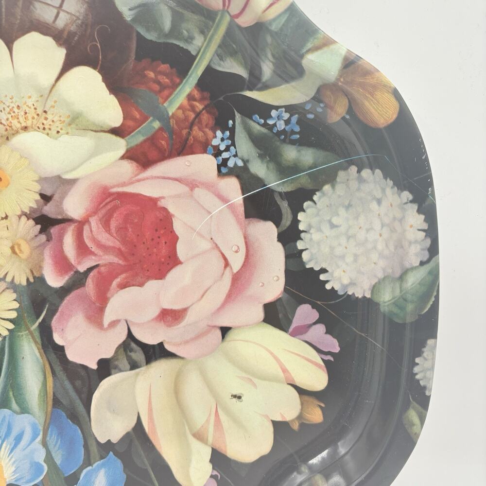 Vintage Worcester‎ Ware Decorative Metal Serving Tray Floral Fruit Design MCM - Picture 2 of 7